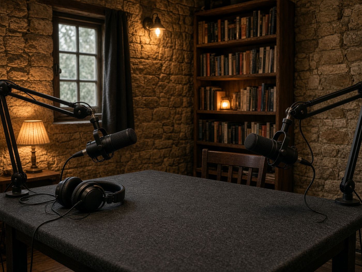 Small independent podcast studio in a converted stone building